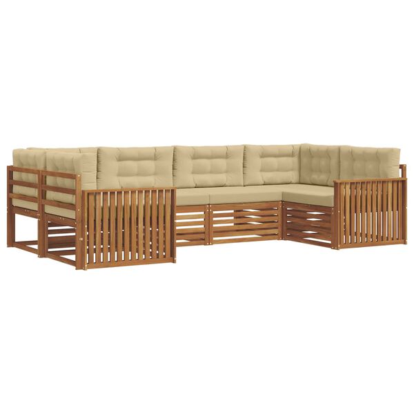 vidaXL Sofagarnituren 6 pcs Natur und Beige Massivholz Akazie