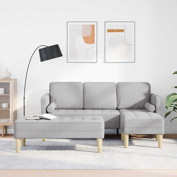 vidaXL Sofa Set mit Kissen 2 pcs Wolkengrau Polyester