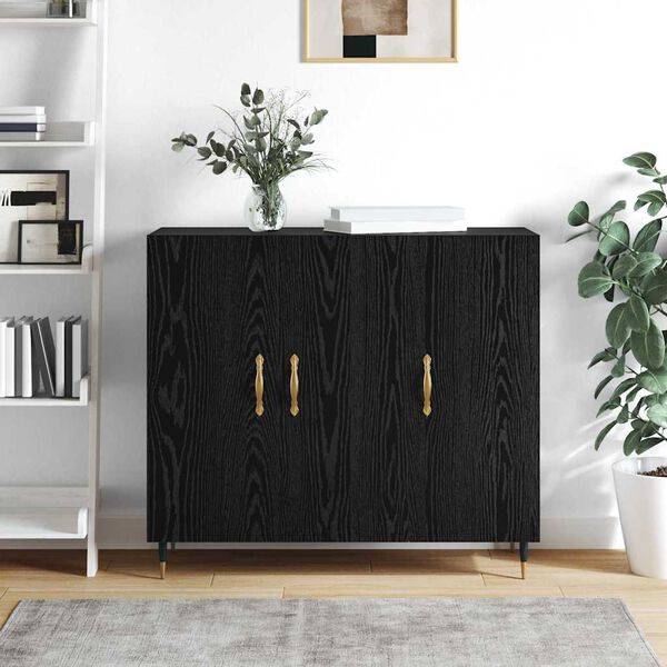 vidaXL Sideboard Schwarz Eichen-Optik 90 x 34 x 80 cm Holzwerkstoff