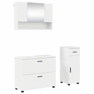 vidaXL Badezimmerm&ouml;bel-Set 3 stk. Hochglanz Wei&szlig; 76,5 x 35 x 64 cm