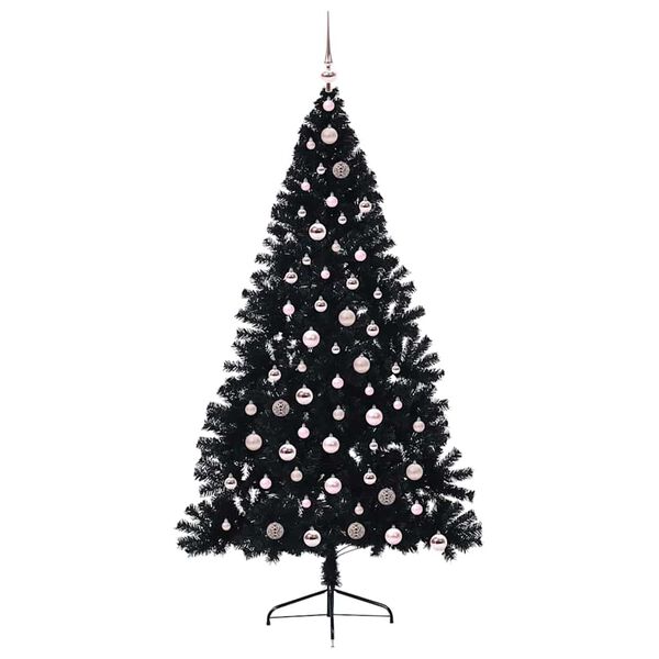 vidaXL K&uuml;nstlicher vorbeleuchteter Weihnachtsbaum Schwarz 210 cm PVC