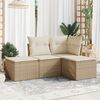 vidaXL 4-tlg. Garten-Sofagarnitur mit Kissen Beige Poly Rattan