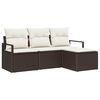 vidaXL Sofa Set 4 Stk. Braun und Creme Poly-Rattan