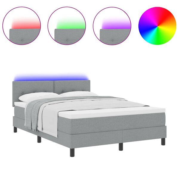 vidaXL Boxspringbett mit Matratze Hellgrau 160 x 200 cm Stoff