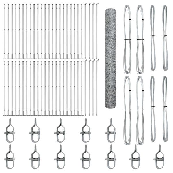 vidaXL Zaunpfosten Silber 100 x 1,2 m (36 mm Maschen) Stahl