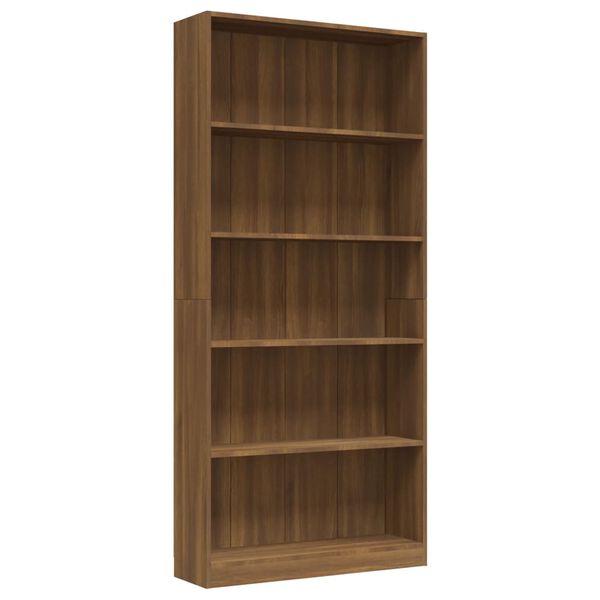 vidaXL B&uuml;cherregal 5 F&auml;cher Braun Eichen-Optik 80x24x175 Holzwerkstoff