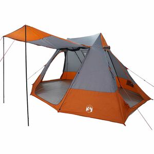 vidaXL Campingzelt 10 Personen Wasserdicht Grau und Orange Taft