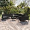 vidaXL 12-tlg. Garten-Lounge-Set mit Auflagen Poly Rattan Schwarz
