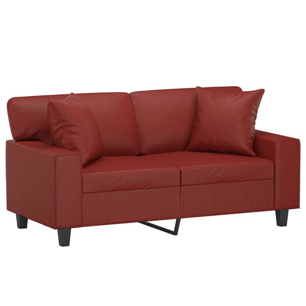 vidaXL 2-Sitzer-Sofa mit Kissen Weinrot 120 cm Kunstleder