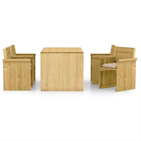 vidaXL 5-tlg. Garten-Essgruppe mit Kissen Impr&auml;gniertes Kiefernholz