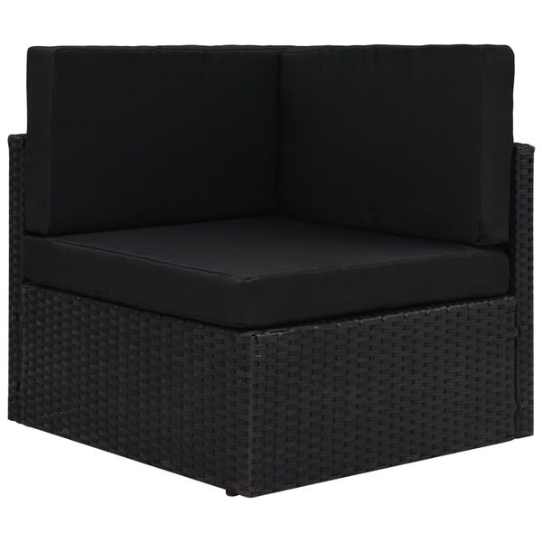 vidaXL 10-tlg. Garten-Lounge-Set mit Kissen Schwarz Poly Rattan