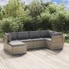 vidaXL 6-tlg. Garten-Lounge-Set mit Kissen Grau Poly Rattan