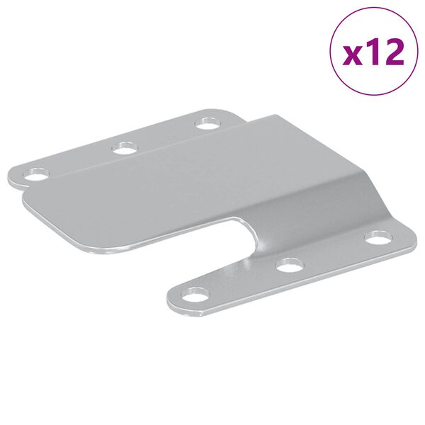 vidaXL Flush-Montagehalterung 12 pcs Silber 75 x 66 x 1,4 mm Stahl