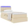 vidaXL Bett mit Stauraum und LED mit Matratze Creme 90 x 190 cm Stoff