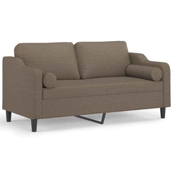 vidaXL 2-Sitzer-Sofa mit Kissen Taupe 140 cm Stoff