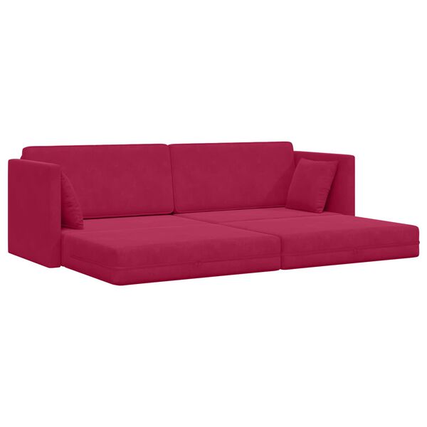 vidaXL Boden-Sofa-Bett 200cm Weinrot Samt