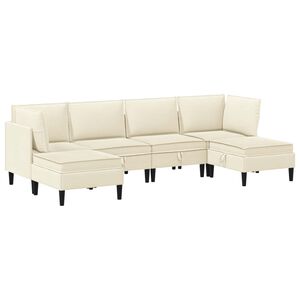 vidaXL Wohnzimmergarnitur 6 pcs Creme Stoff