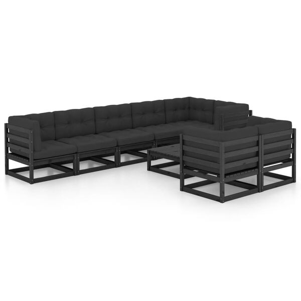 vidaXL 9-tlg. Garten-Lounge-Set mit Kissen Massivholz Kiefer
