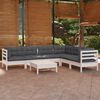 vidaXL 7-tlg. Garten-Lounge-Set mit Kissen Weiß Kiefer Massivholz