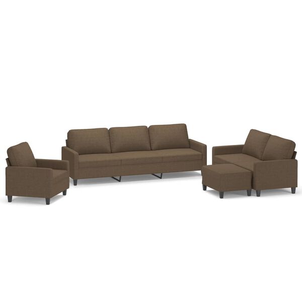 vidaXL 4-tlg. Sofagarnitur mit Kissen Braun Stoff