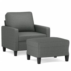 vidaXL Sessel mit Hocker Dunkelgrau 60 cm Stoff