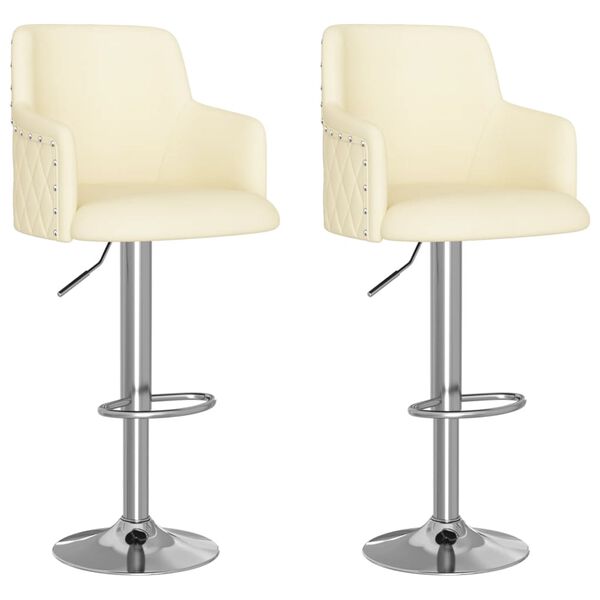 vidaXL Barhocker 2 Stk. Creme Stoff