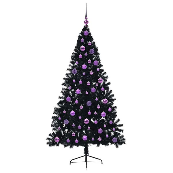 vidaXL K&uuml;nstlicher vorbeleuchteter Weihnachtsbaum Schwarz 180 cm PVC