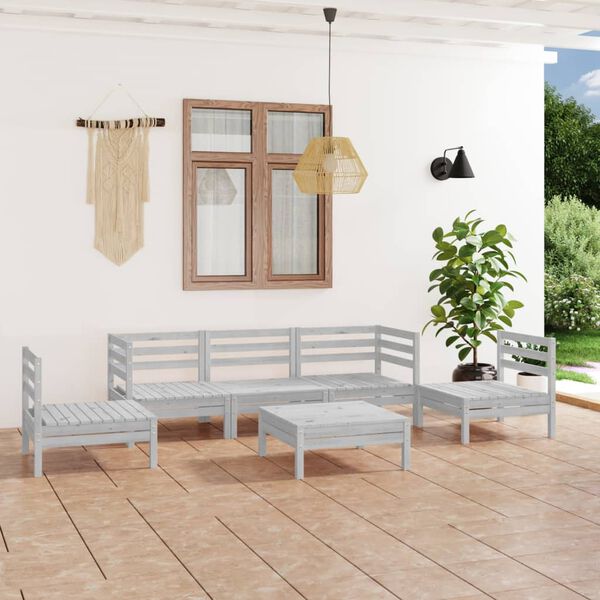 vidaXL 6-tlg. Garten-Lounge-Set Wei&szlig; Kiefer Massivholz