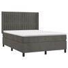 vidaXL Boxspringbett mit Matratze Dunkelgrau 140x190 cm Samt