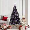 vidaXL K&uuml;nstlicher vorbeleuchteter Weihnachtsbaum Schwarz 180 cm PVC