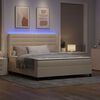 vidaXL LED Boxspringbett mit Matratze Creme 180 x 200 cm Stoff