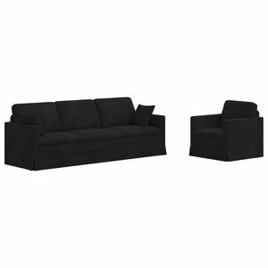 vidaXL Sofa Set 2 stk. Schwarz Samt