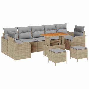 vidaXL Gartensofa-set mit Kissen 10 pcs Beige Poly-Rattan