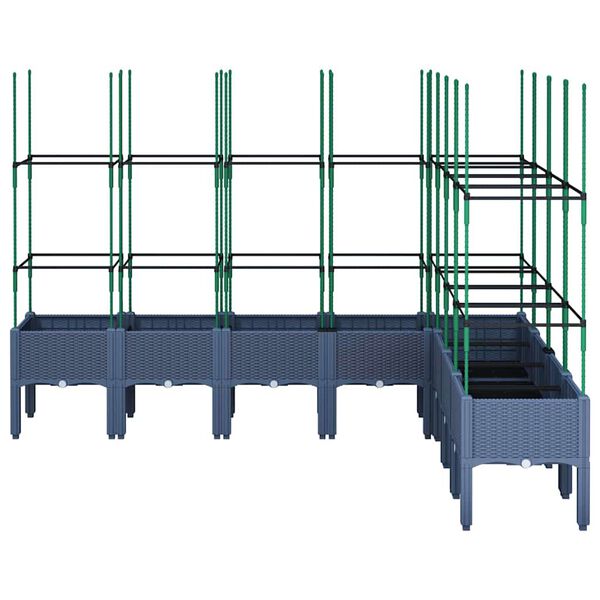 vidaXL Pflanzk&uuml;bel mit Rankgitter Blaugrau 200x160x142,5 cm PP