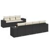 vidaXL 8-tlg. Garten-Sofagarnitur mit Kissen Schwarz Poly Rattan