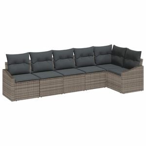 vidaXL Gartensofa-set 6 stk. Grau Poly-Rattan
