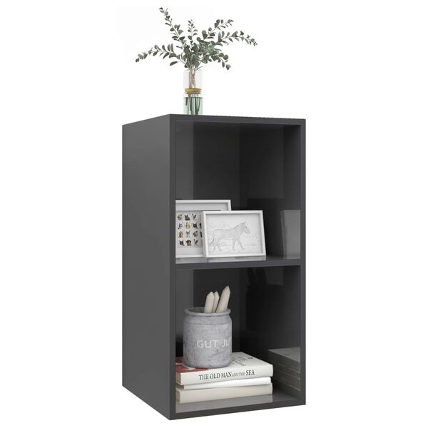 vidaXL TV-Wandschrank Hochglanz-Grau 37x37x72 cm Holzwerkstoff
