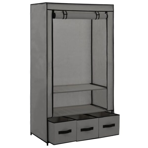 vidaXL Kleiderschrank Grau 87 x 49 x 159 cm Stoff