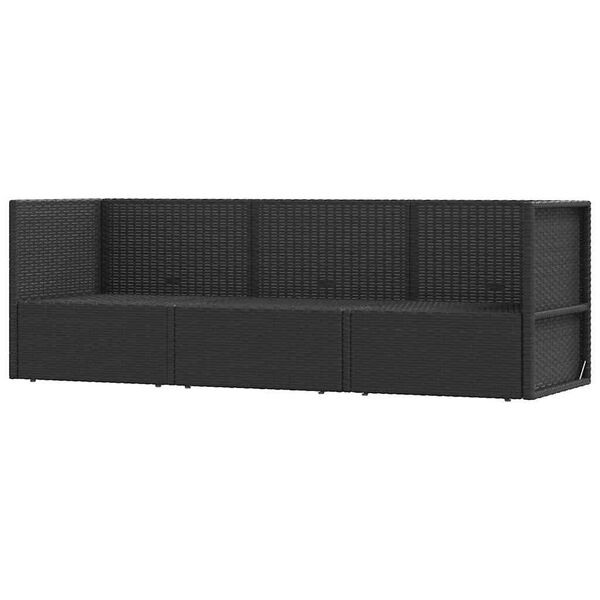 vidaXL 3-tlg. Garten-Lounge-Set mit Kissen Schwarz Poly Rattan