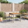 vidaXL 3-tlg. Garten-Essgruppe mit Kissen Grau Poly Rattan