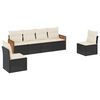vidaXL 6-tlg. Garten-Sofagarnitur mit Kissen Schwarz Poly Rattan