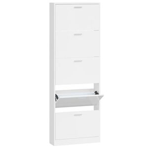 vidaXL Schuhschrank Hochglanz-Wei&szlig; 59x17x169 cm Holzwerkstoff