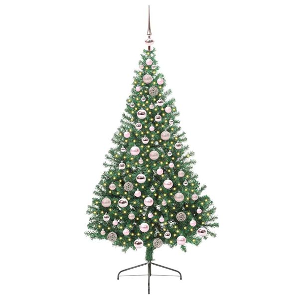 vidaXL K&uuml;nstlicher vorbeleuchteter Weihnachtsbaum Gr&uuml;n 180 cm PVC