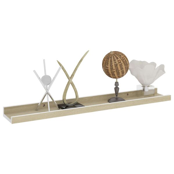 vidaXL Wandregale 2 Stk. Wei&szlig; und Sonoma-Eiche 60x9x3 cm