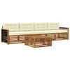 vidaXL Outdoor-Sofagarnitur mit Kissen 5 pcs Natur und Creme