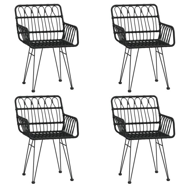 vidaXL 5-tlg. Garten-Essgruppe Schwarz Poly Rattan