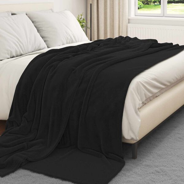 vidaXL &Uuml;berwurfdecke Schwarz 220 x 240 cm Fleece