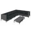 vidaXL 7-tlg. Garten-Lounge-Set mit Kissen Poly Rattan Dunkelgrau