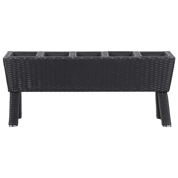vidaXL Garten-Hochbeet mit Beinen 5 Töpfen 118×25×50 cm Poly Rattan