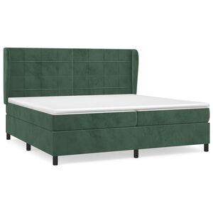 vidaXL Boxspringbett mit Matratze Dunkelgr&uuml;n 200x200 cm Samt
